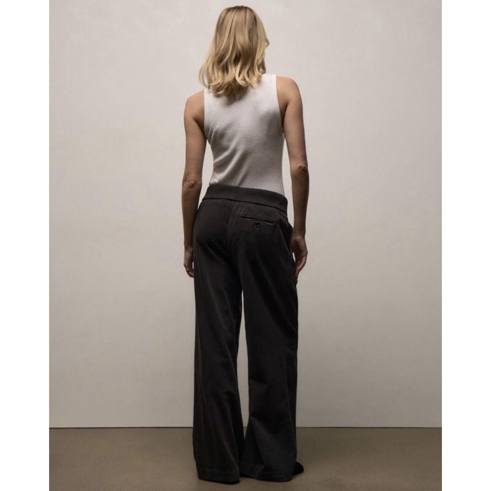 James Perse Ribbed Waist Wide Leg Pants Womens Size 3 Large Black Cashmere Blend - Picture 5 of 8